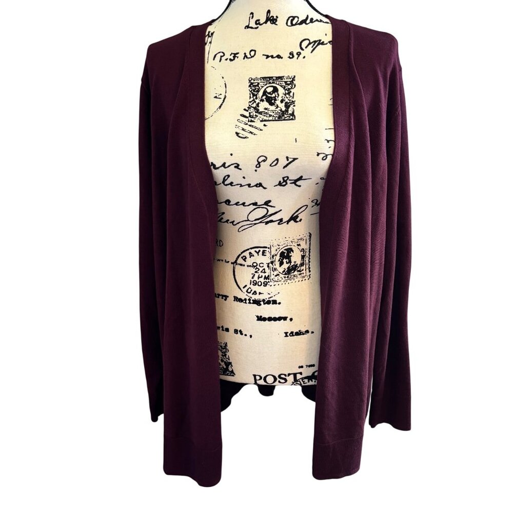 Lane Bryant Women's Size 22/24 Burgundy Red Open Front Cardigan NWT